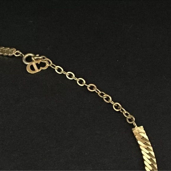 Authentic Christian Dior Rhinestone Gold Tone Pendant Necklace - Picture 6 of 8